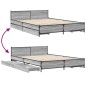 vidaXL Bettgestell mit Schubladen Grau Sonoma 150x200 cm Holzwerkstoff