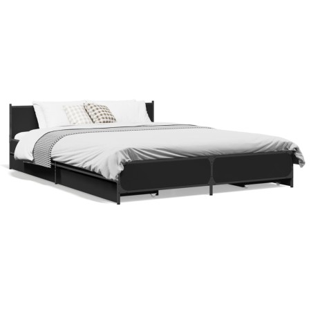 vidaXL Bettgestell mit Schubladen Schwarz 140x200 cm Holzwerkstoff