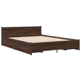 vidaXL Bettgestell mit Schubladen Braun Eichen-Optik 135x190 cm