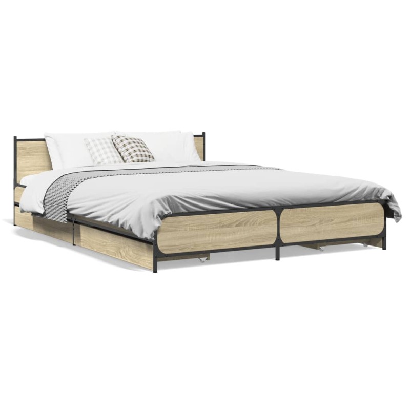 vidaXL Bettgestell mit Schubladen Sonoma-Eiche 120x190cm Holzwerkstoff vidaXL Bettgestell mit Schubladen Sonoma-Eiche 120x190cm Holzwerkstoff