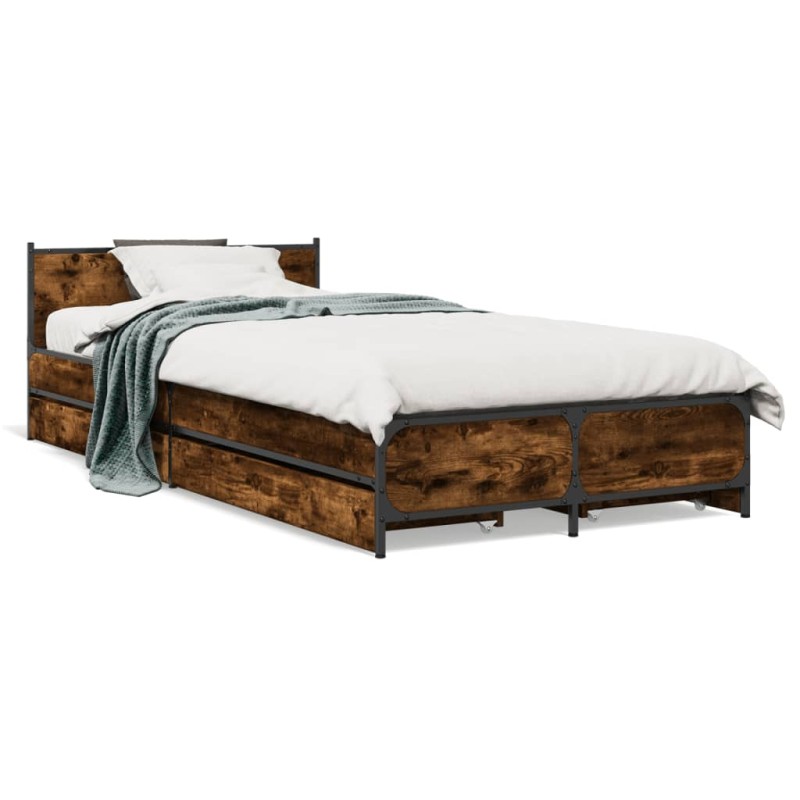 vidaXL Bettgestell mit Schubladen Räuchereiche 100x200cm Holzwerkstoff vidaXL Bettgestell mit Schubladen Räuchereiche 100x200cm Holzwerkstoff