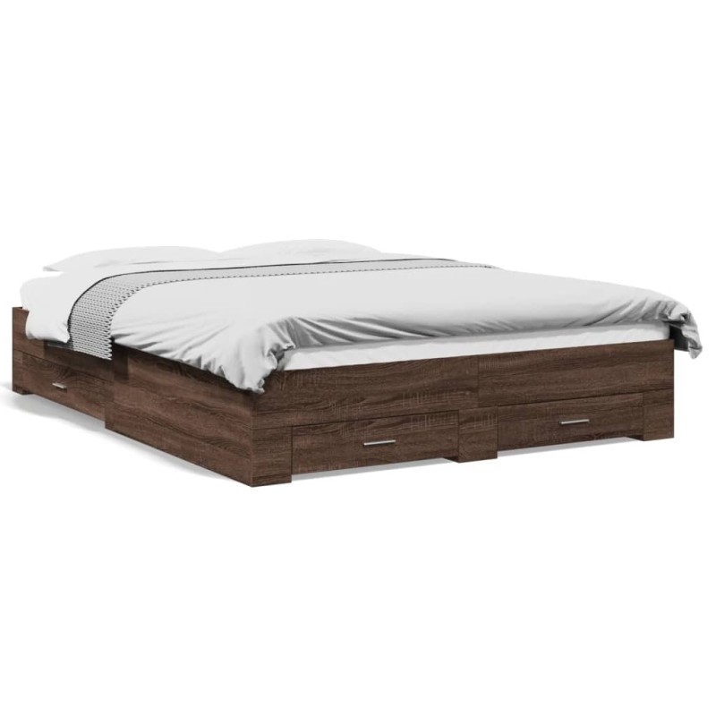 vidaXL Bettgestell mit Schubladen Braun Eichen-Optik 160x200 cm vidaXL Bettgestell mit Schubladen Braun Eichen-Optik 160x200 cm