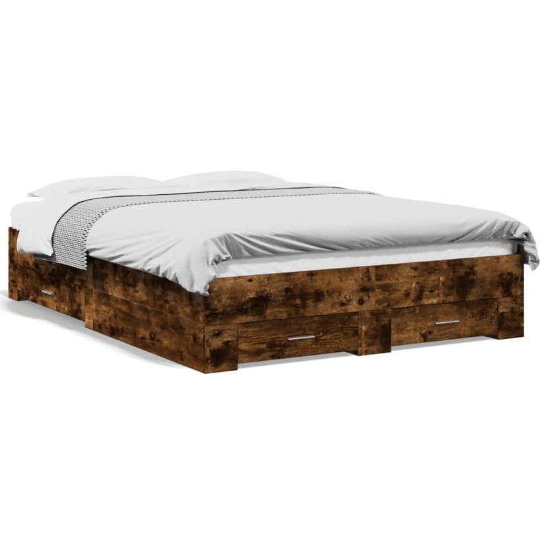 vidaXL Bettgestell mit Schubladen Räuchereiche 120x200cm Holzwerkstoff vidaXL Bettgestell mit Schubladen Räuchereiche 120x200cm Holzwerkstoff