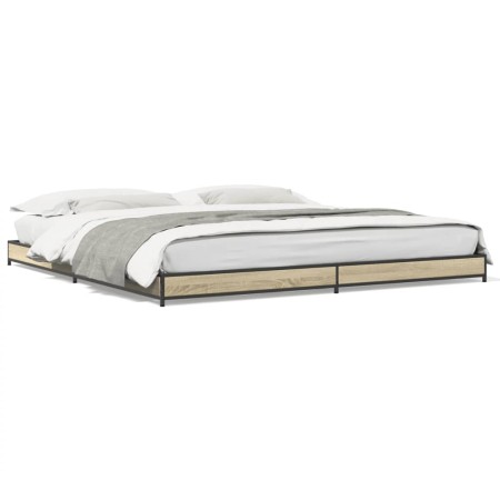 vidaXL Bettgestell Sonoma-Eiche 180x200 cm Holzwerkstoff und Metall