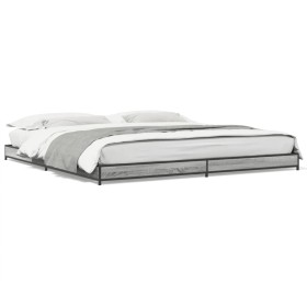 vidaXL Bettgestell Grau Sonoma 160x200 cm Holzwerkstoff und Metall