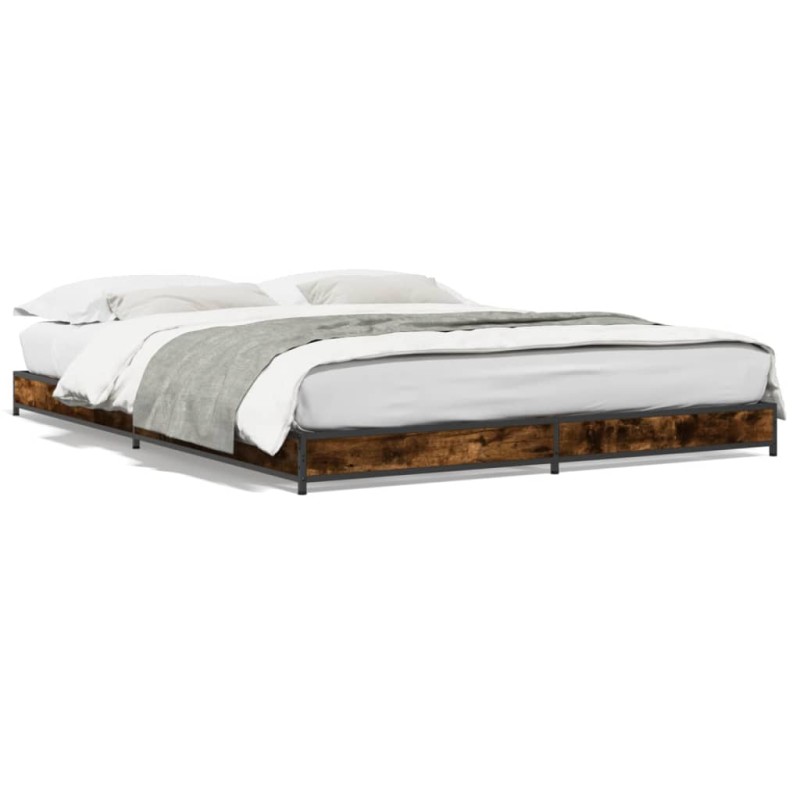 vidaXL Bettgestell Räuchereiche 140x190 cm Holzwerkstoff und Metall vidaXL Bettgestell Räuchereiche 140x190 cm Holzwerkstoff und Metall