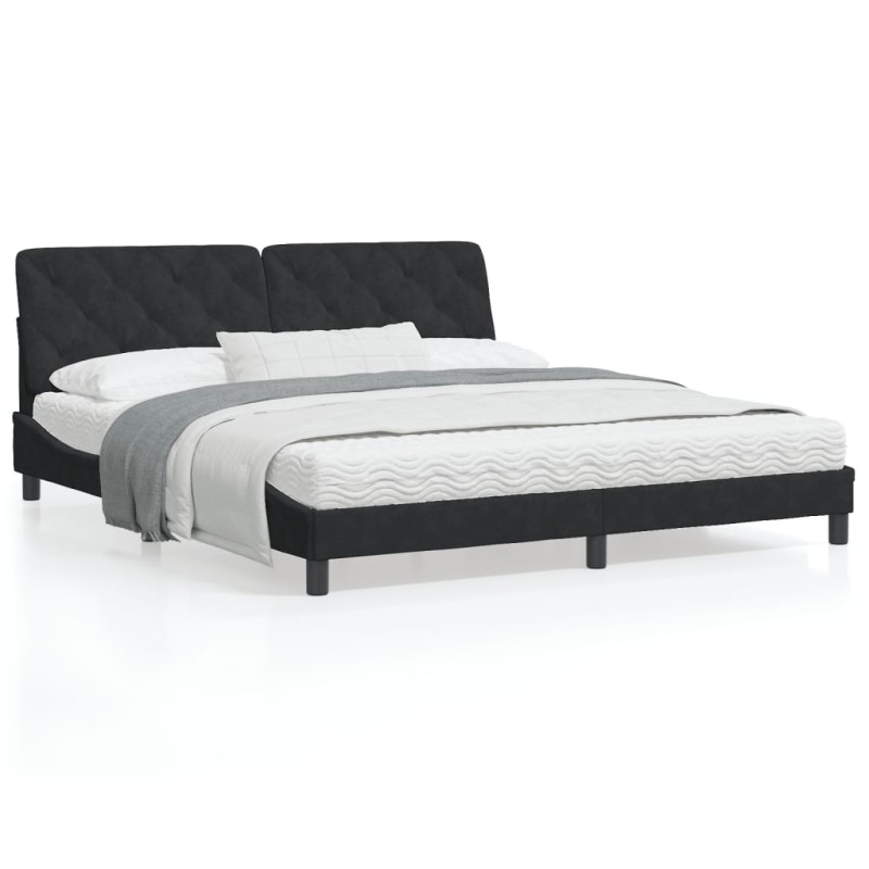 vidaXL Bettgestell mit Kopfteil Schwarz 180x200 cm Samt vidaXL Bettgestell mit Kopfteil Schwarz 180x200 cm Samt