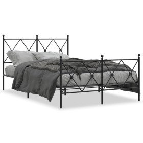 vidaXL Bettgestell mit Kopf- und Fußteil Metall Schwarz 120x190 cm