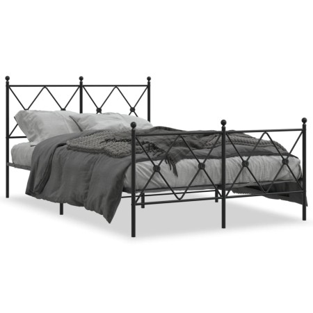 vidaXL Bettgestell mit Kopf- und Fußteil Metall Schwarz 120x190 cm