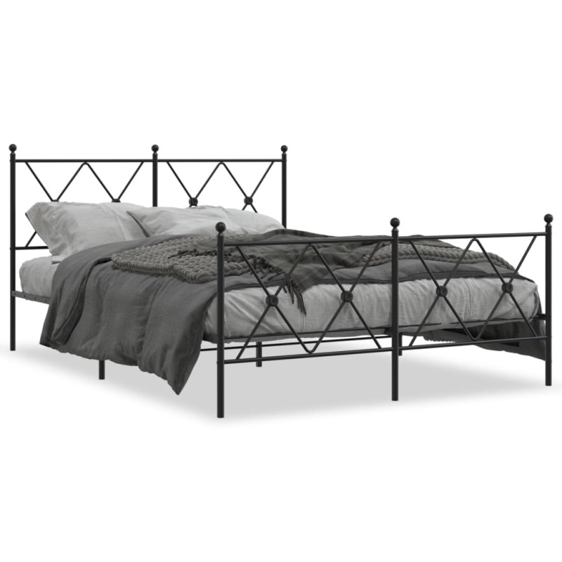 vidaXL Bettgestell mit Kopf- und Fußteil Metall Schwarz 140x190 cm vidaXL Bettgestell mit Kopf- und Fußteil Metall Schwarz 140x190 cm