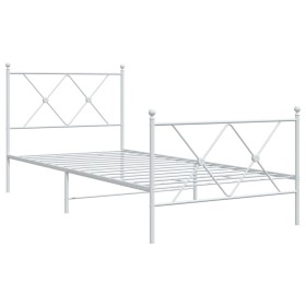 vidaXL Bettgestell mit Kopf- und Fußteil Metall Weiß 90x200 cm