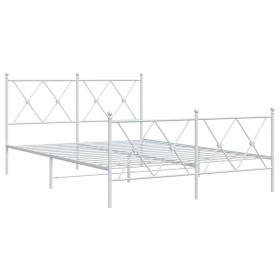 vidaXL Bettgestell mit Kopf- und Fußteil Metall Weiß 140x190 cm