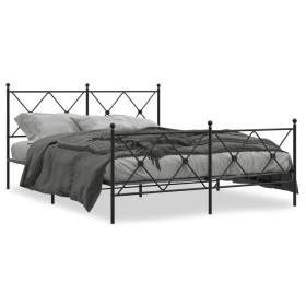 vidaXL Bettgestell mit Kopf- und Fußteil Metall Schwarz 150x200 cm