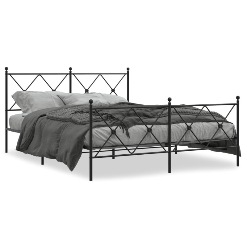 vidaXL Bettgestell mit Kopf- und Fußteil Metall Schwarz 150x200 cm vidaXL Bettgestell mit Kopf- und Fußteil Metall Schwarz 150x200 cm
