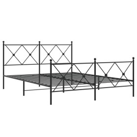 vidaXL Bettgestell mit Kopf- und Fußteil Metall Schwarz 150x200 cm