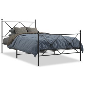 vidaXL Bettgestell mit Kopf- und Fußteil Metall Schwarz 100x200 cm