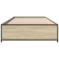 vidaXL Bettgestell Sonoma-Eiche 100x200 cm Holzwerkstoff und Metall vidaXL Bettgestell Sonoma-Eiche 100x200 cm Holzwerkstoff und Metall
