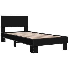 vidaXL Bettgestell Schwarz 100x200 cm Holzwerkstoff und Metall