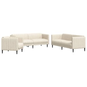 vidaXL 3-tlg. Sofagarnitur Creme Stoff