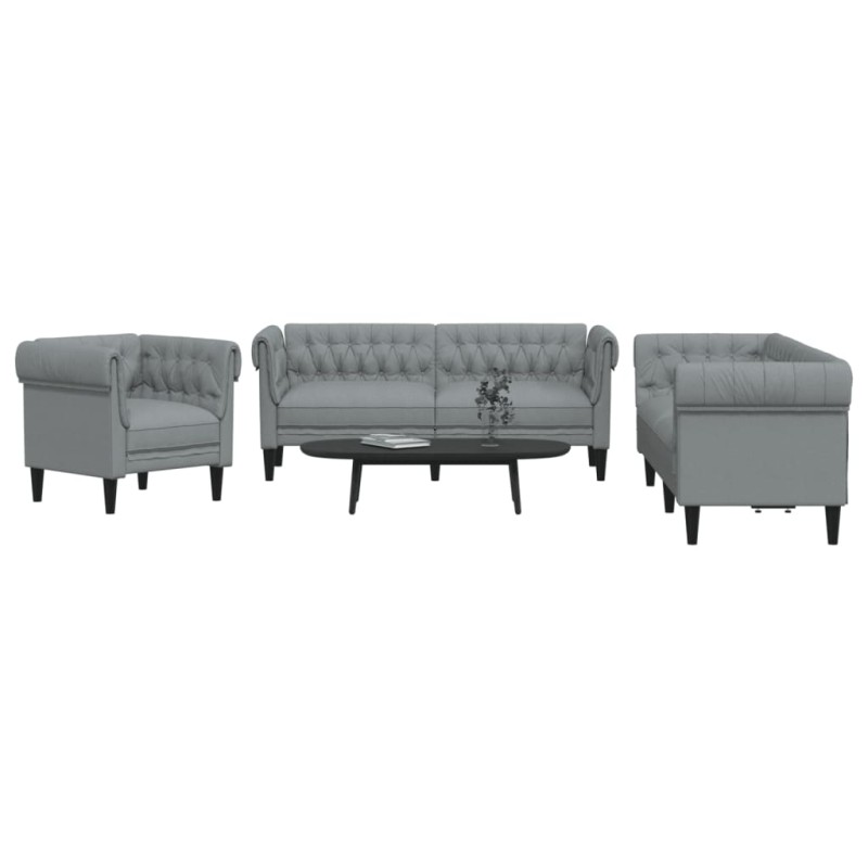 vidaXL 3-tlg. Sofagarnitur Hellgrau Stoff vidaXL 3-tlg. Sofagarnitur Hellgrau Stoff
