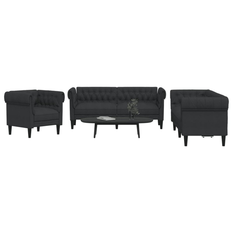 vidaXL 3-tlg. Sofagarnitur Schwarz Stoff vidaXL 3-tlg. Sofagarnitur Schwarz Stoff