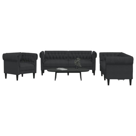 vidaXL 3-tlg. Sofagarnitur Schwarz Stoff