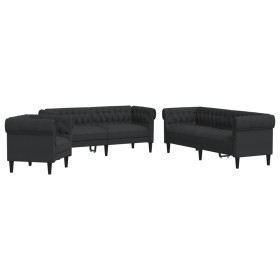 vidaXL 3-tlg. Sofagarnitur Schwarz Stoff