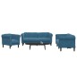 vidaXL 3-tlg. Sofagarnitur Blau Samt vidaXL 3-tlg. Sofagarnitur Blau Samt