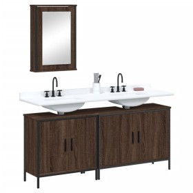 vidaXL 3-tlg. Badmöbel-Set Braun Eichen-Optik Holzwerkstoff