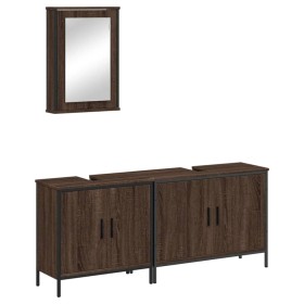 vidaXL 3-tlg. Badmöbel-Set Braun Eichen-Optik Holzwerkstoff