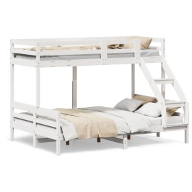 vidaXL Etagenbett 80x200/140x200 cm Weiß Massivholz Kiefer