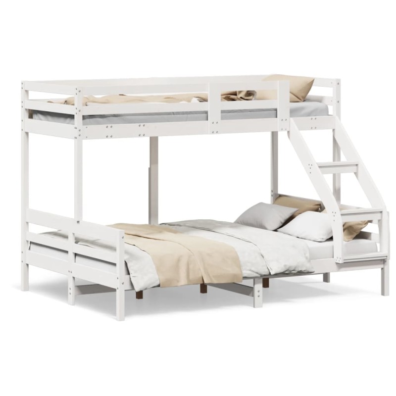 vidaXL Etagenbett 80x200/140x200 cm Weiß Massivholz Kiefer vidaXL Etagenbett 80x200/140x200 cm Weiß Massivholz Kiefer