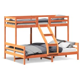 vidaXL Etagenbett 80x200/140x200 cm Wachsbraun Massivholz Kiefer