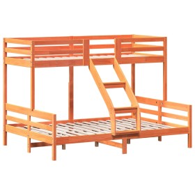 vidaXL Etagenbett 80x200/140x200 cm Wachsbraun Massivholz Kiefer