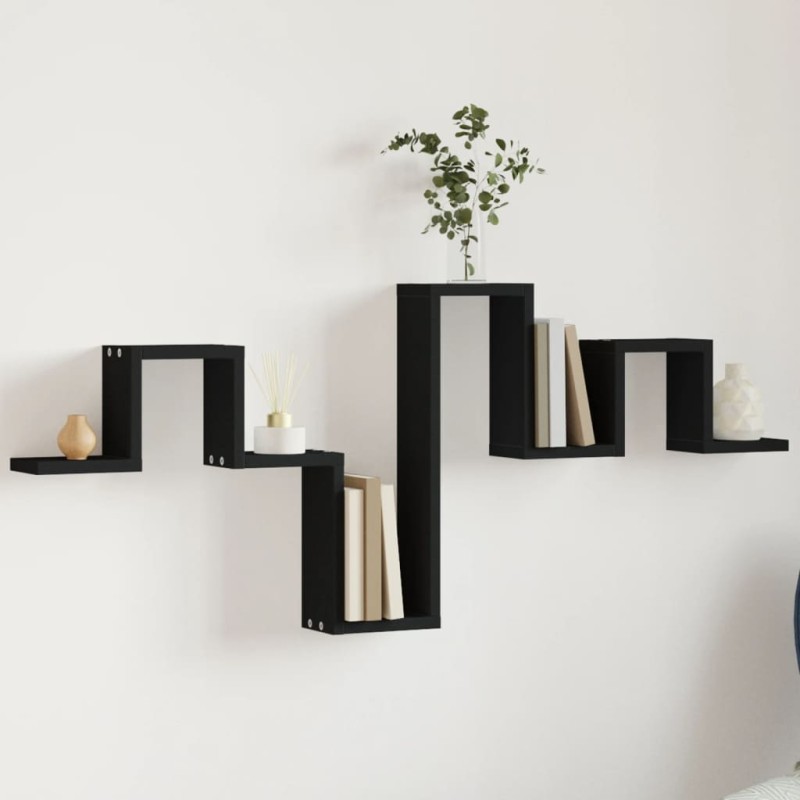 vidaXL Wandregal Schwarz 104,5x10x43 cm Holzwerkstoff vidaXL Wandregal Schwarz 104,5x10x43 cm Holzwerkstoff
