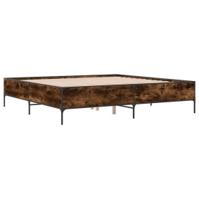 vidaXL Bettgestell Räuchereiche 180x200 cm Holzwerkstoff und Metall