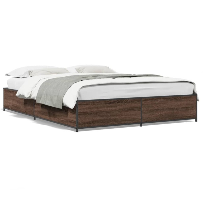 vidaXL Bettgestell Braun Eichen-Optik 140x190 cm Holzwerkstoff Metall vidaXL Bettgestell Braun Eichen-Optik 140x190 cm Holzwerkstoff Metall
