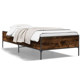 vidaXL Bettgestell Räuchereiche 90x190 cm Holzwerkstoff und Metall
