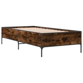 vidaXL Bettgestell Räuchereiche 90x190 cm Holzwerkstoff und Metall