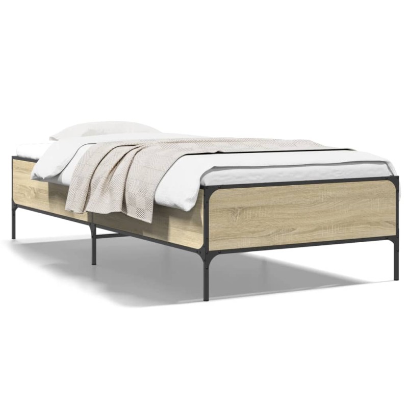 vidaXL Bettgestell Sonoma-Eiche 100x200 cm Holzwerkstoff und Metall vidaXL Bettgestell Sonoma-Eiche 100x200 cm Holzwerkstoff und Metall