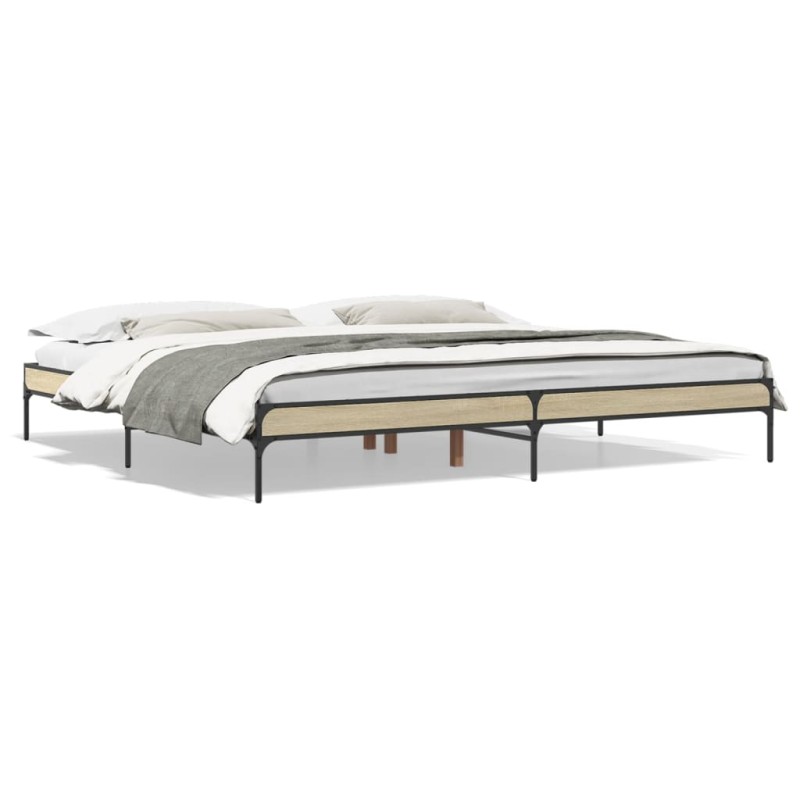 vidaXL Bettgestell Sonoma-Eiche 200x200 cm Holzwerkstoff und Metall vidaXL Bettgestell Sonoma-Eiche 200x200 cm Holzwerkstoff und Metall