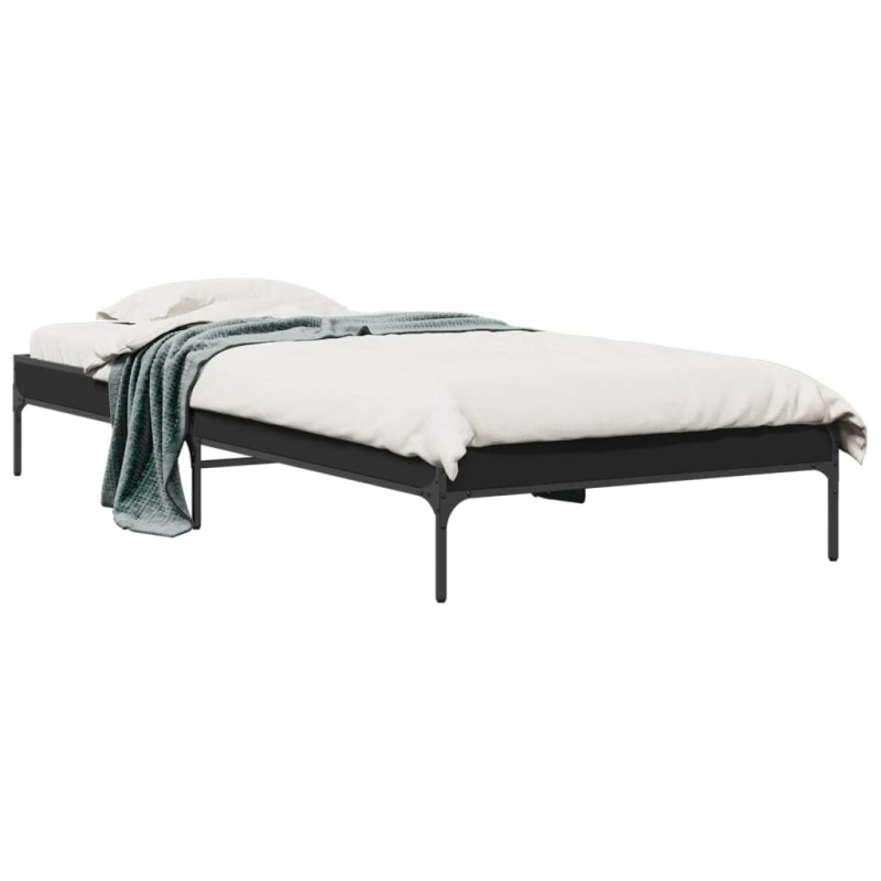 vidaXL Bettgestell Schwarz 75x190 cm Holzwerkstoff und Metall vidaXL Bettgestell Schwarz 75x190 cm Holzwerkstoff und Metall