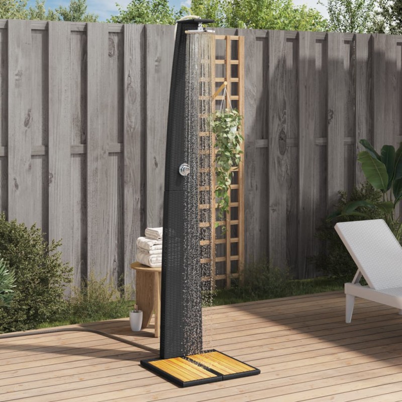 vidaXL Gartendusche Schwarz 55x60x224 cm Poly Rattan und Akazienholz vidaXL Gartendusche Schwarz 55x60x224 cm Poly Rattan und Akazienholz