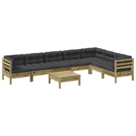 vidaXL 8-tlg. Garten-Sofagarnitur mit Kissen Kiefernholz Imprägniert