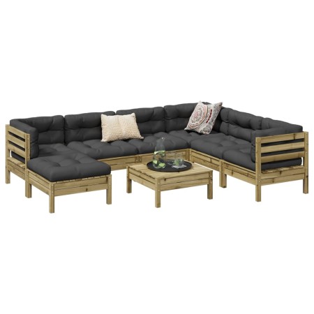 vidaXL 8-tlg. Garten-Sofagarnitur mit Kissen Kiefernholz Imprägniert