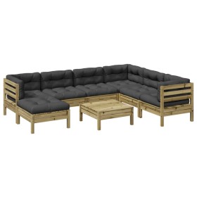 vidaXL 8-tlg. Garten-Sofagarnitur mit Kissen Kiefernholz Imprägniert