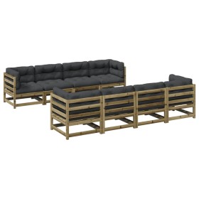 vidaXL 9-tlg. Garten-Sofagarnitur mit Kissen Kiefernholz Imprägniert