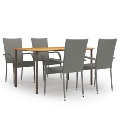 vidaXL 5-tlg. Garten-Essgruppe Poly Rattan Grau