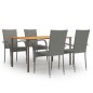 vidaXL 5-tlg. Garten-Essgruppe Poly Rattan Grau vidaXL 5-tlg. Garten-Essgruppe Poly Rattan Grau