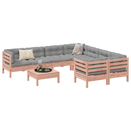 vidaXL 9-tlg. Garten-Sofagarnitur mit Kissen Massivholz Douglasie